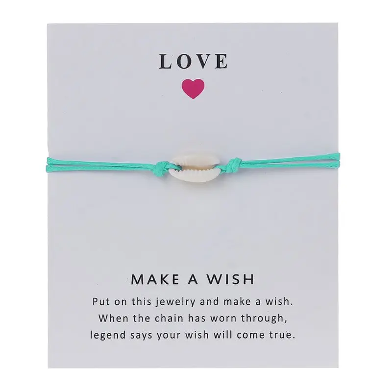 Wish Card Gift Nature Shell Red String Cord Bracelet Handmade Friendship Jewelry | Украшения и аксессуары