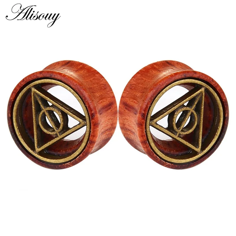Triangle Alisouy 1 шт. новые бамбуковые деревянные беруши Измерительные серьги для женщин и мужчин телесный туннельный расширитель пирсинг ювелирные изделия - Окраска металла: Triangle