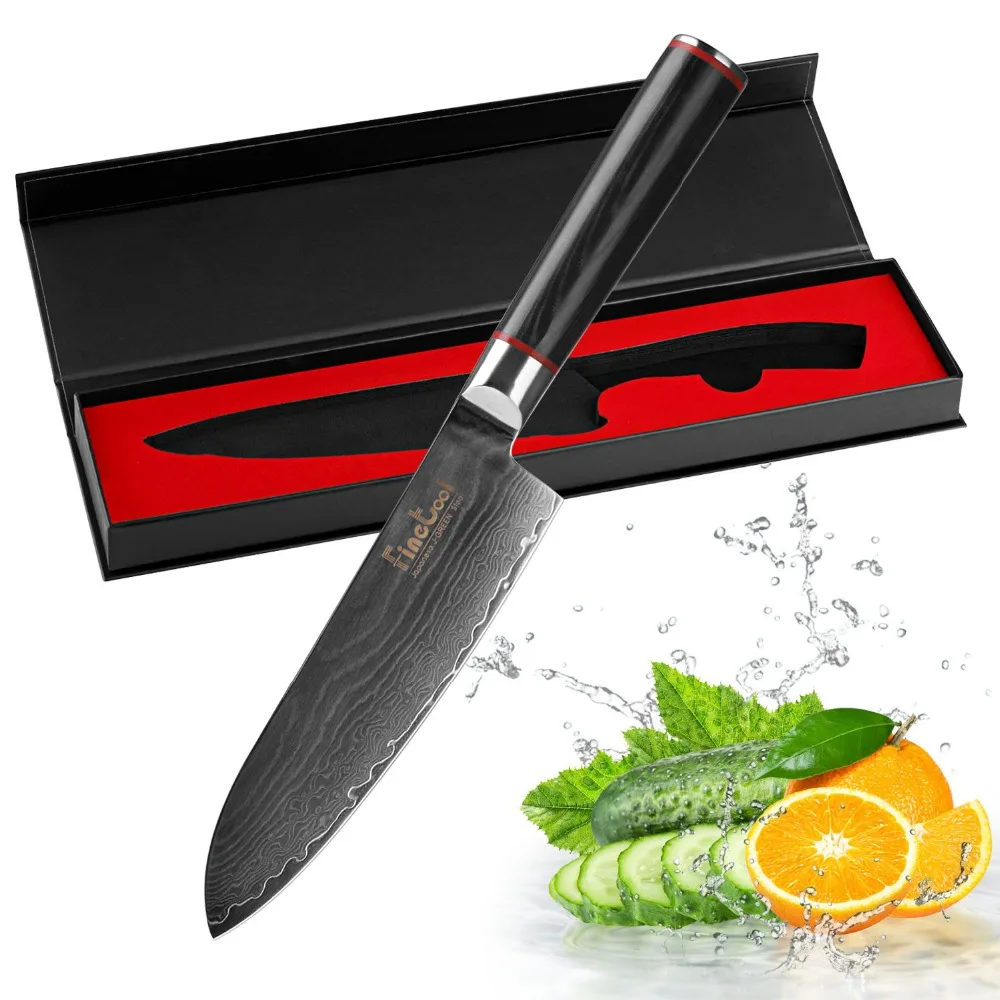 7 дюймовые ножи Santoku кухонные японский Дамаск VG10 стальные лезвия Ультра острый