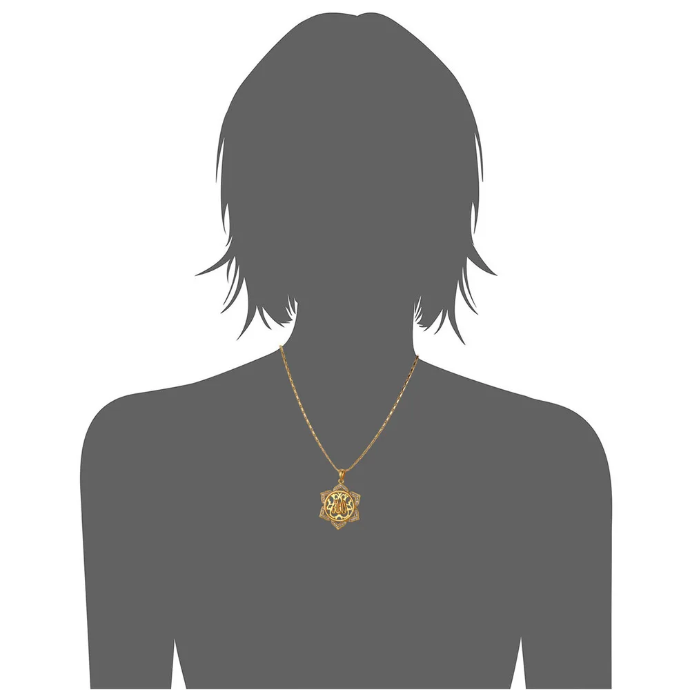 U7 Цветок Стразы Кулон С Цепочкой Исламские Ювелирные Изделия Позолоченный Аллах