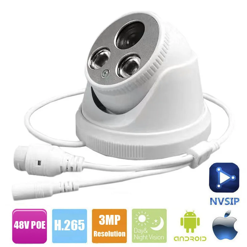 NVSIP IP Камера PoE 3MP 2304*1296 антивандальный купол ip крытый АНТИВАНДАЛЬ ONVIF 48 В CCTV