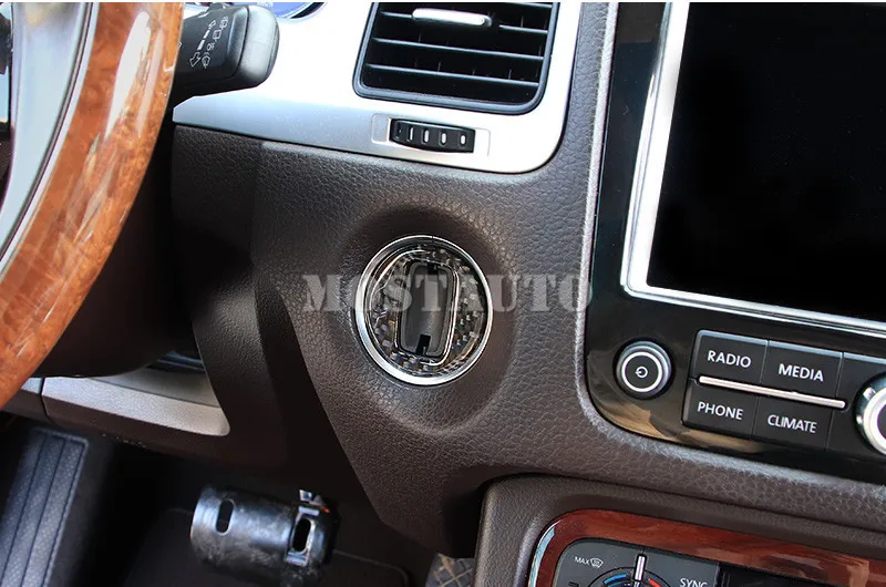 For VW Touareg Carbon Fiber Center Console Key Hole Frame Trim Cover 2011-2018 1pcs Car Accessories Interior Decor | Автомобили и