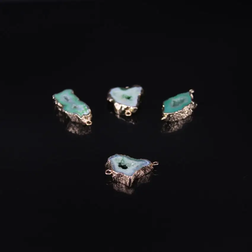 5 шт. натуральная Друза фоторазъем зеленая геодеза с золотистыми краями граненые