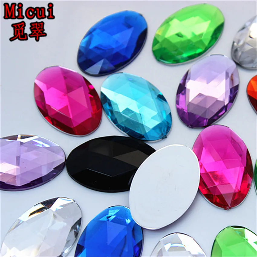 Micui 50 шт. 20*30 мм разные цвета овальная акриловая стразы аппликация с плоской