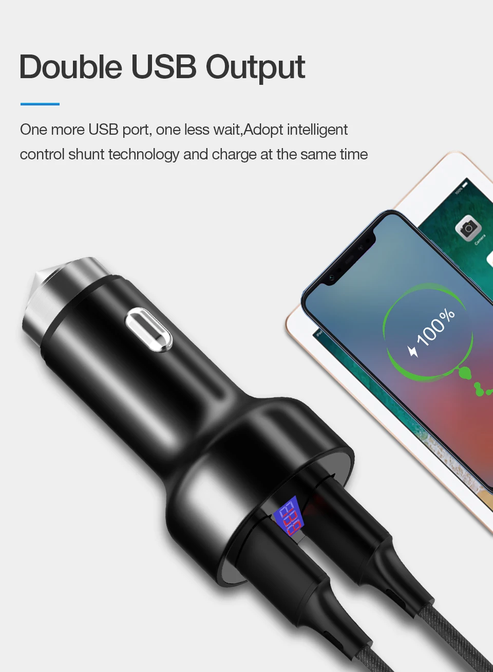 Coolreall 5V 3.1A цифровой светодиодный дисплей двойной USB Автомобильное зарядное устройство для iPhone samsung планшет адаптер для путешествий Быстрая зарядка для Xiaomi