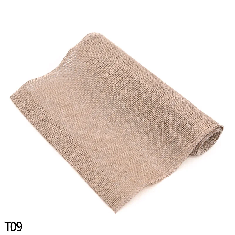 T09 31cm Натуральный джут мешковины Hessian рулоны деревенский для свадьбы DIY Decora Рождество Хэллоуин день рождения оберточная бумага для подарков с цветами вечерние принадлежности - Цвет: T09 31cm