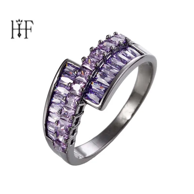 Boho розовый/фиолетовый камень кубические украшения из циркония для мужчин и женщин обручальные кольца Роскошные Bague Femme Свадебная вечеринка Ювелирные изделия Родий Anillos