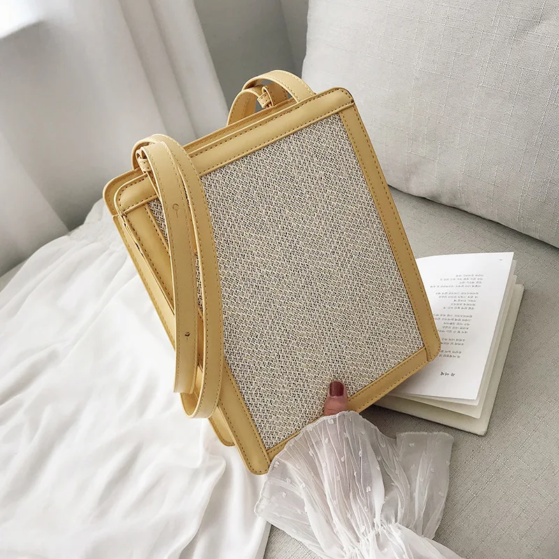 Женские Соломенные Сумки из искусственной кожи для пляжа-шопперы женщин 2019