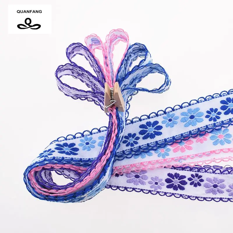 20 мм Одиночная лицевая Grosgrain &amp атласная вышитая кружевная лента/оберточная