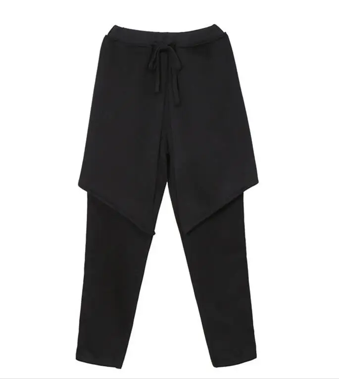 2018 women's fashion pants Europe two thick hannun feet slim female Elastic waist trousers black |