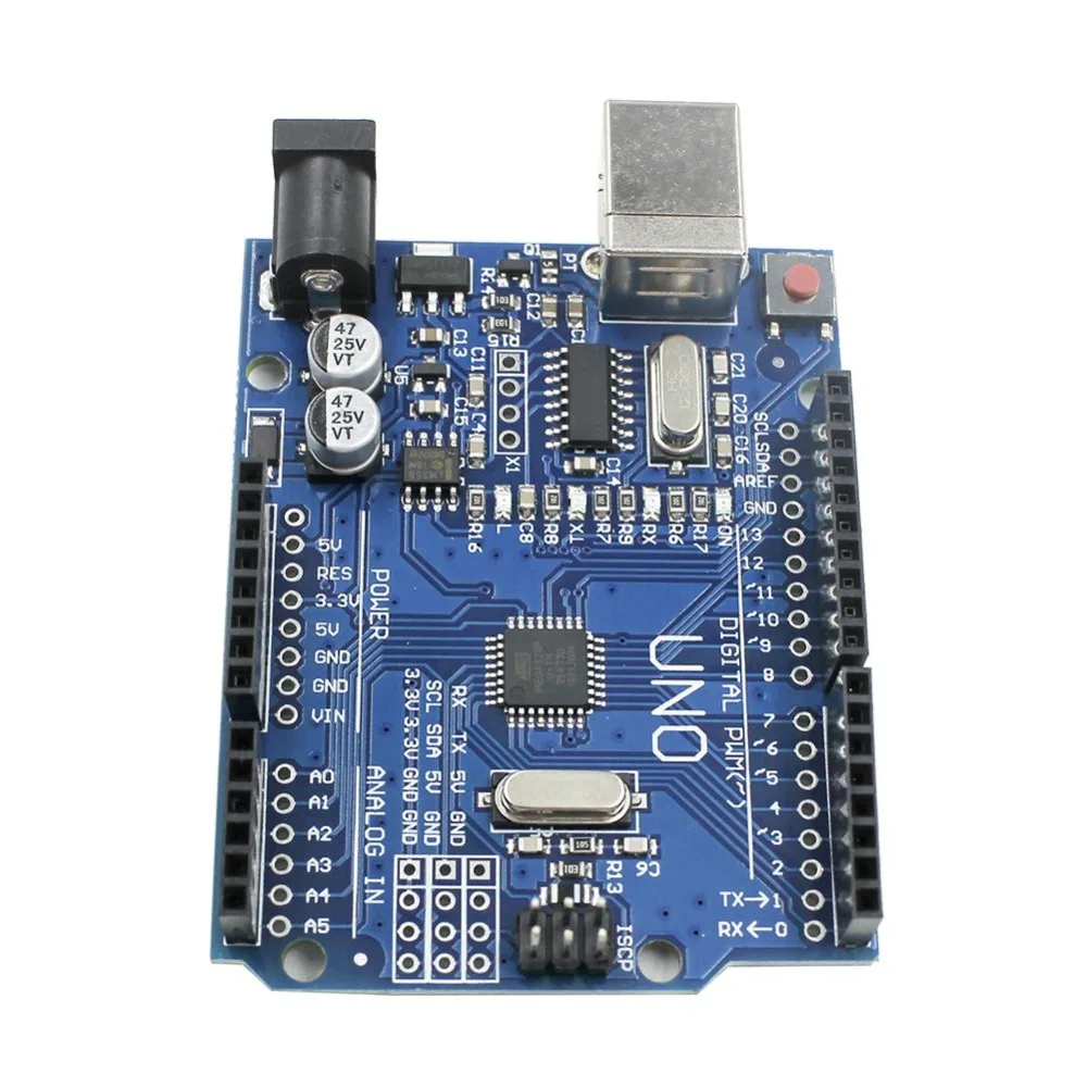 Макетная плата для микроконтроллера UNO R3 ATmega328P CH340 Arduino IDE с USB кабелем 20 см Dupont