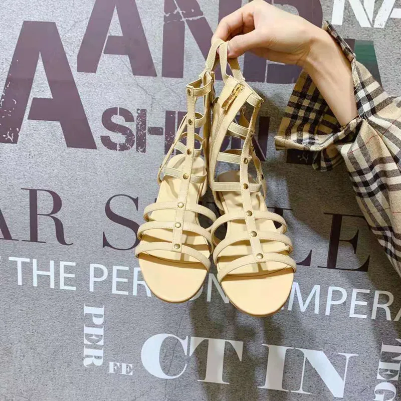 Модная Европейская летняя женская обувь 2019 Высококачественная из натуральной