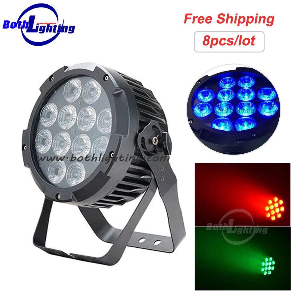 IP65 Водонепроницаемый светодиодный тонкий плоский светильник Par 12x12W RGBAW UV 6 в 1 DMX512