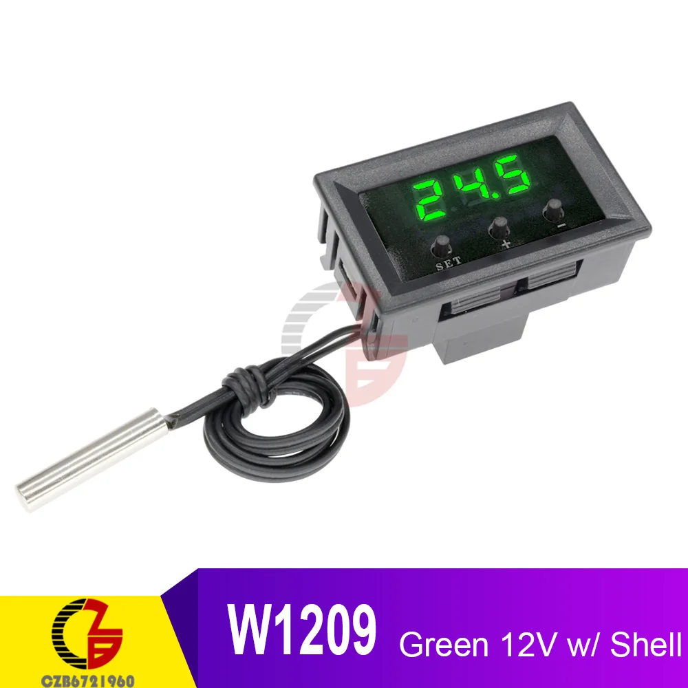 Green with Shell W1209 W1209WK светодиодный цифровой регулятор температуры 12 В 110 В 220 в домашний инкубатор Автомобильный термометр метеостанция - Цвет: Green with Shell
