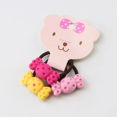 4 3Pcs/Set Good Quality Candy Colors Cartoon Acrylic Girls Elastic Rubber Bands Cute Hair Bands Ponytail Holder Hair Accessories - Цвет: 4