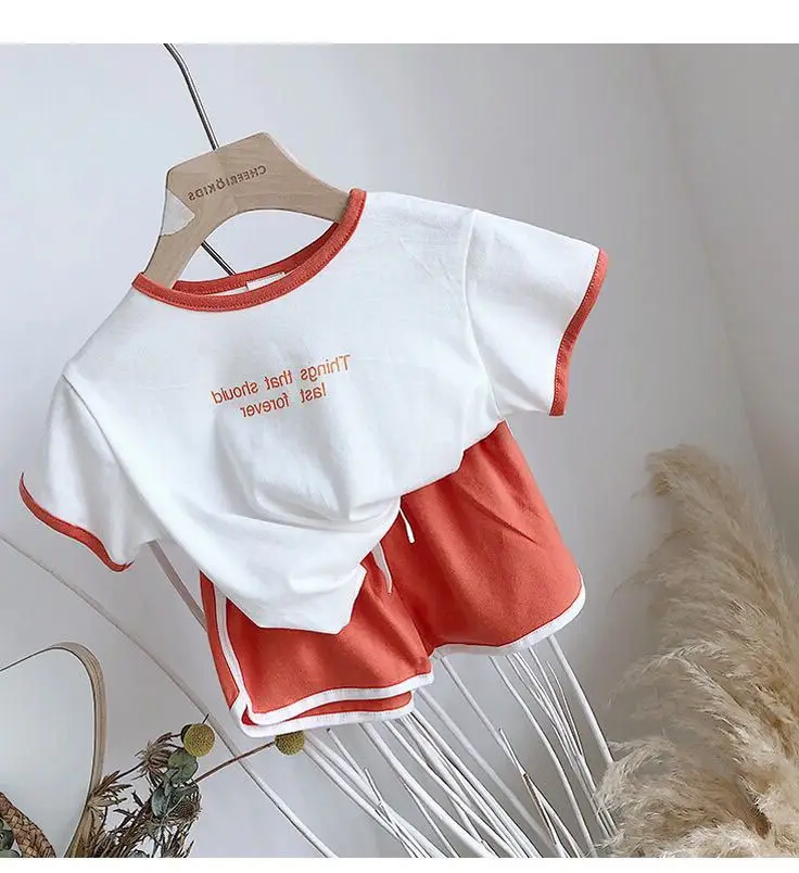 Cotton kids clothes boys summer baby boy 2pieces tracksuit tshirt+shorts girls clothing set children outfit sets | Детская одежда и