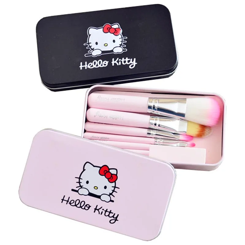 7 шт. hello kitty набор кистей для макияжа с железной мини коробкой Make up Professional кисти