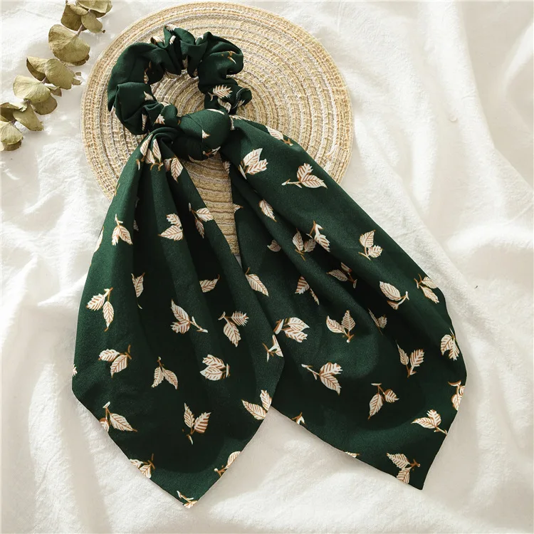 A-6 Summer Flower Printed Women Elastic Scrunchies Hair Bands Retro Hair Ties Scarf Rubber Band Hair Accessories for Women Girls - Цвет: A-6