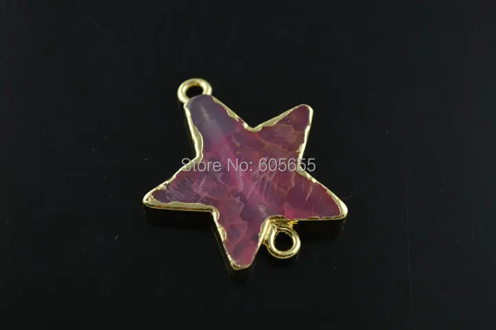 Уникальный две Звезды Форма Агат Камень Подвески Золото обшивки Ювелирные