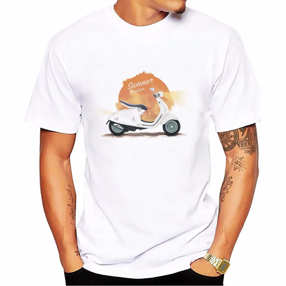 Италия Vespa смешные мужские jollypeach новые летние Повседневное homme футболка размера