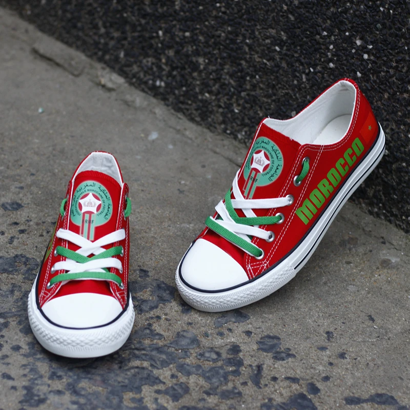 Moroccans National Flag Printed Lace-up Canvas Shoes Custom Morocco Women Flats Platform Espadrilles Zapatos Deportiva | Обувь