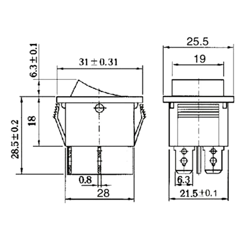 20 шт 50 шт./лот KCD4 31*25 мм 4PIN 16A 250 В защелкивающийся DPST вкл/выкл положение оснастки лодка кулисный переключатель медные ножки