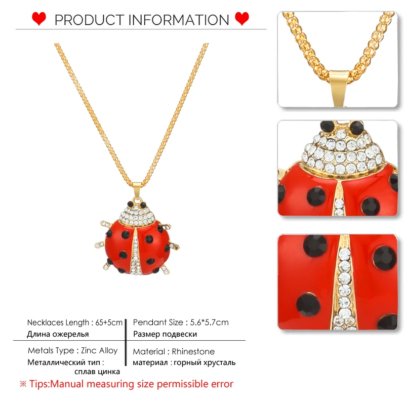 Pro acme красной эмалью Битлз Божья коровка Ожерелья для мужчин Подвески Для женщин