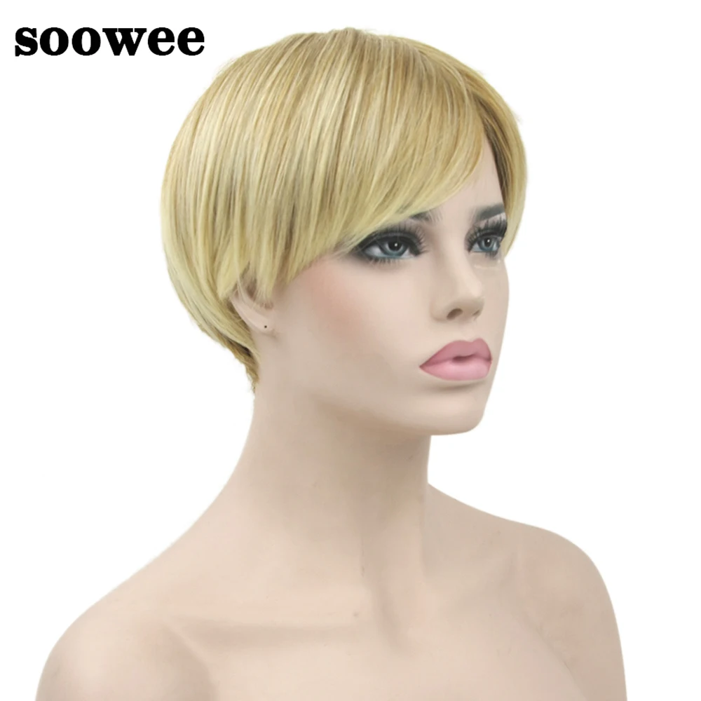 Soowee синтетические волосы прямой короткий парик искусственные парики женские