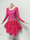 Танцевальное платье для латиноамериканских соревнований, высокое качество, на заказ, ярко-Розовая Сексуальная юбка для танцев, Самба, Румба, цзива, одежда для латиноамериканских танцев