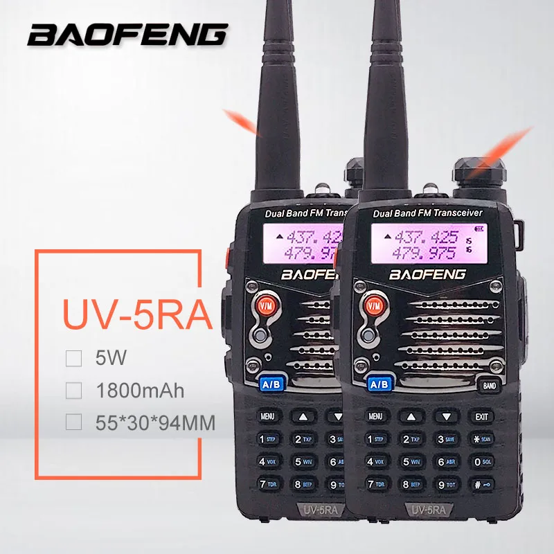 Рация Baofeng 2 шт. 10 км 5 Вт 1800 мАч VHF UHF Pofung UV5R Любительский сканер кв передатчик Woki