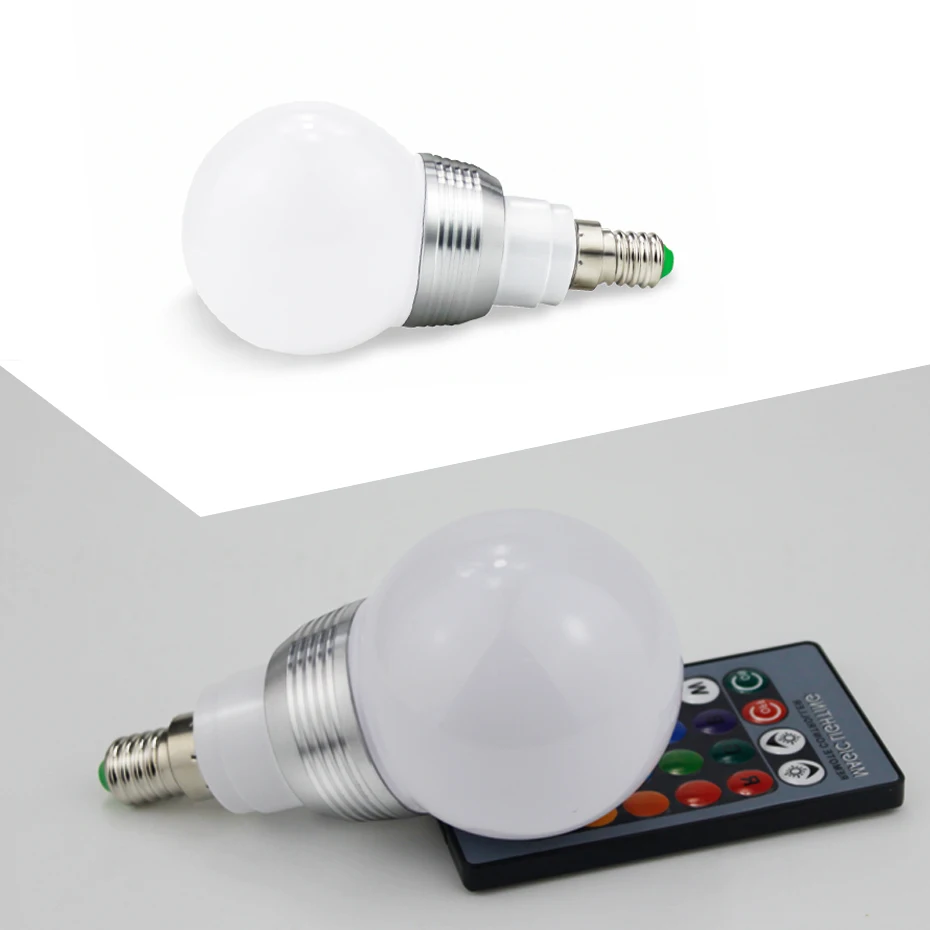 Диммируемая светодиодсветодиодный лампа E27 E14 RGB 110 В 220 16 цветов|Светодиодные