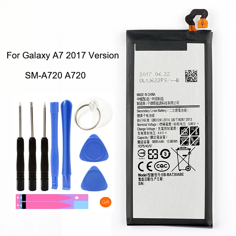 EB-BA720ABE Сменный аккумулятор для Galaxy A7 версия SM-A720 A720 настоящий аккумулятор для телефона 3600 мАч