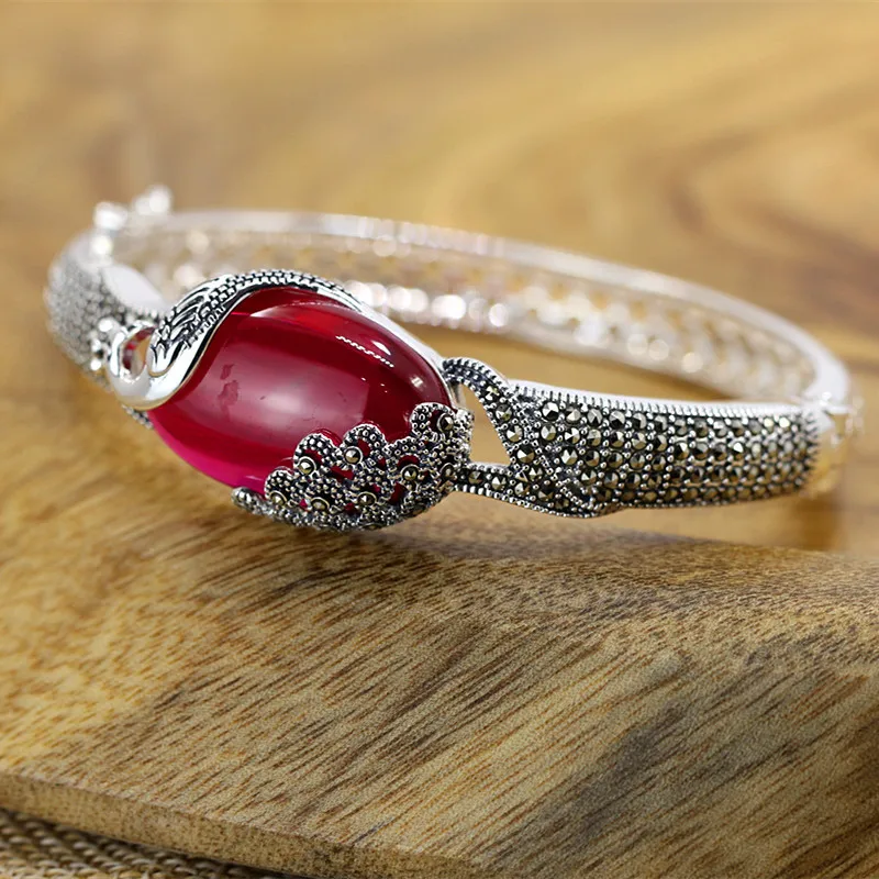 Женский браслет из серебра 925 пробы с красным нефритом|bracelet bangle for women|bracelet womenbracelet