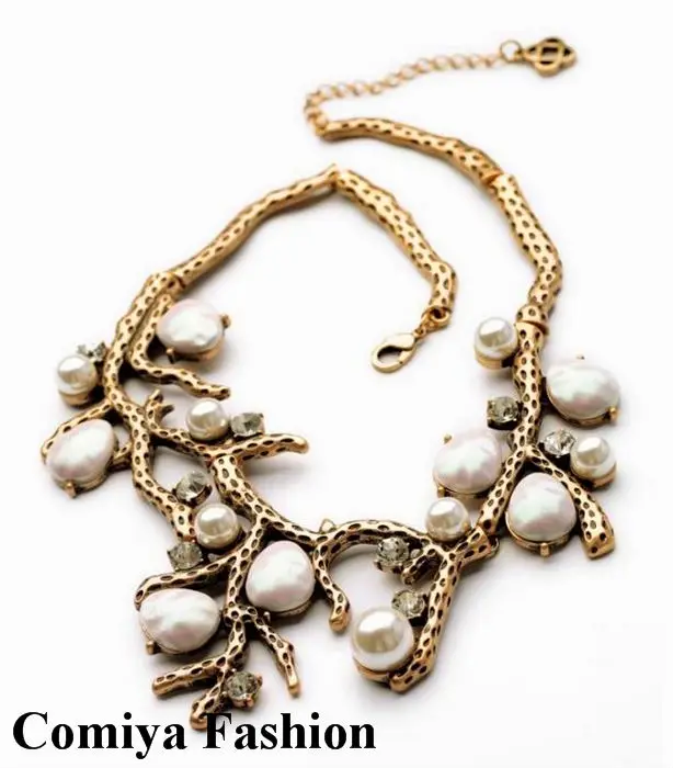 Comiya Винтаж цветок воротник имитация жемчуга цепочки и ожерелья заполнены змея
