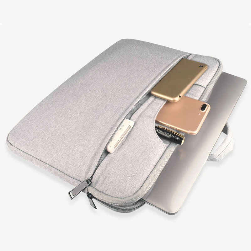 Laptop Bag Men'S Briefcase Simple Office Business Tote For Macbook/Air/Pro Light Gray Polyester | Багаж и сумки