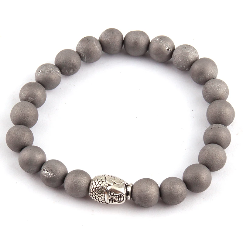 

Free Shipping Fashion Women Armband 8mm Druzy Beads Strand Bracelets 2pc/set