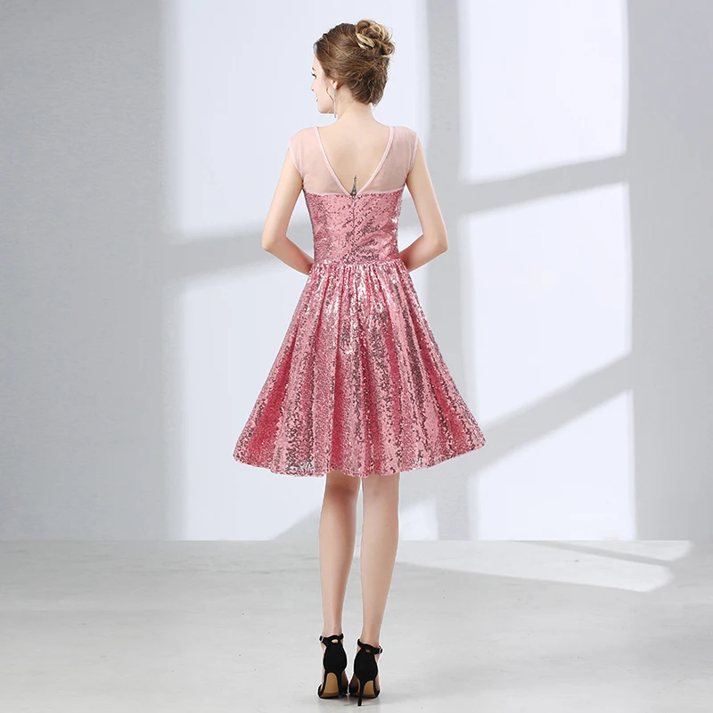 Forevergracedress розовые короткие коктейльные платья с блестками трапециевидные