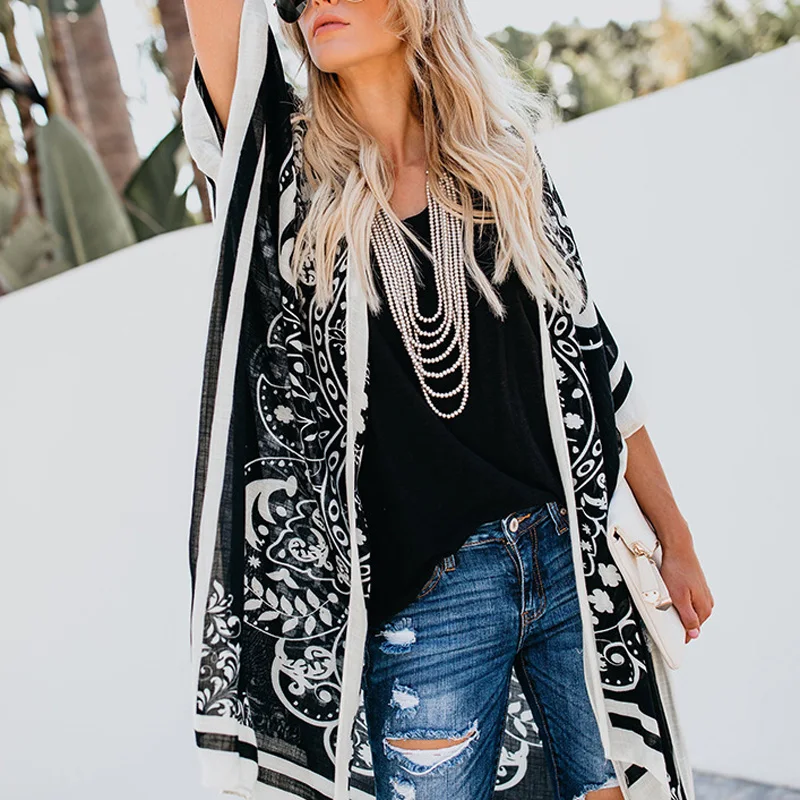 Женское пальто женская пляжная летняя Свободная Повседневная модная блуза для