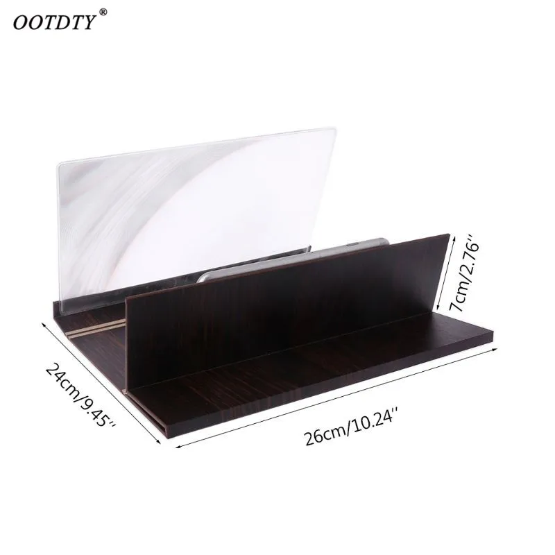 OOTDTY 3D усиление 12 дюймов настольный деревянный Кронштейн мобильный телефон видео экран Лупа Усилитель держатель