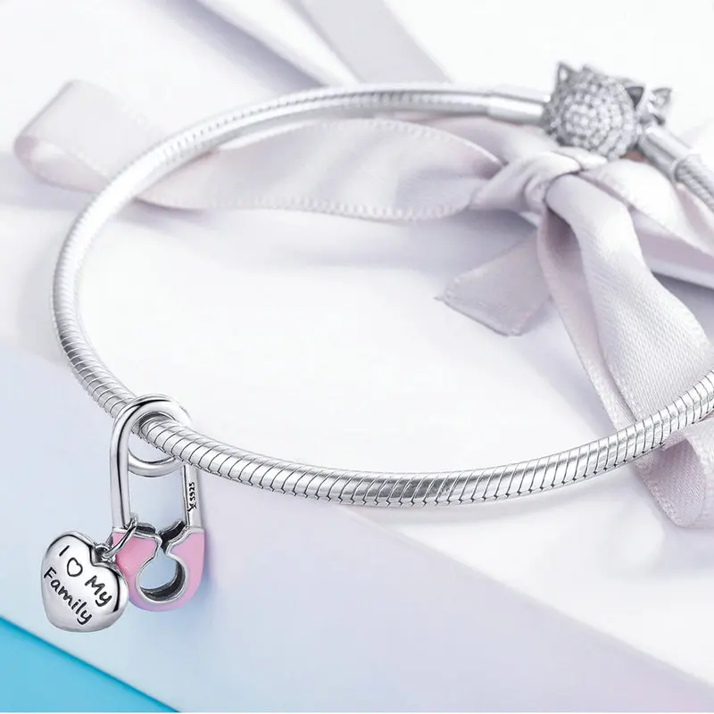 Подвеска Шарм из серебра 925 пробы с розовой эмалью|charm jewelry|charm sterlingjewelry charms |