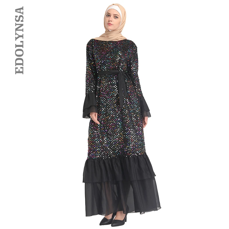 Мода мусульманских женское платье шифон Винтаж длинный халат плюс Размеры