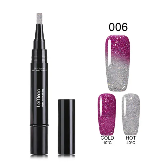 LM-006 LEMOOC, 5 мл, Термальный, меняющий цвет, Гель-лак для ногтей, ручка Vernis, полуперманентный, УФ-гель, Радужный, голографический, замачивающийся, Гель-лак - Цвет: LM-006