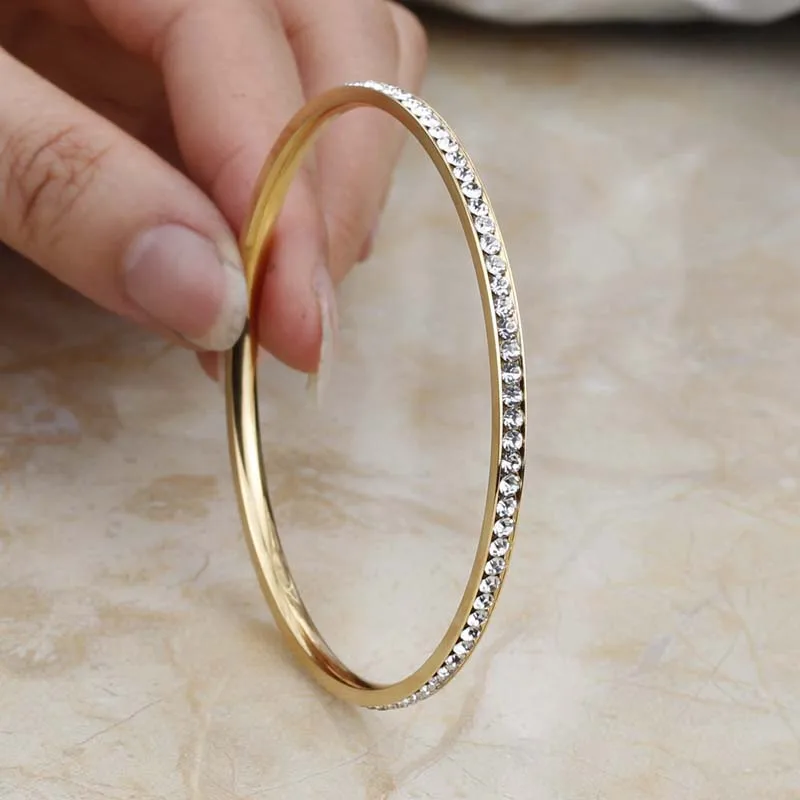 Браслет стразы из нержавеющей стали Женский роскошный круглый ювелирный