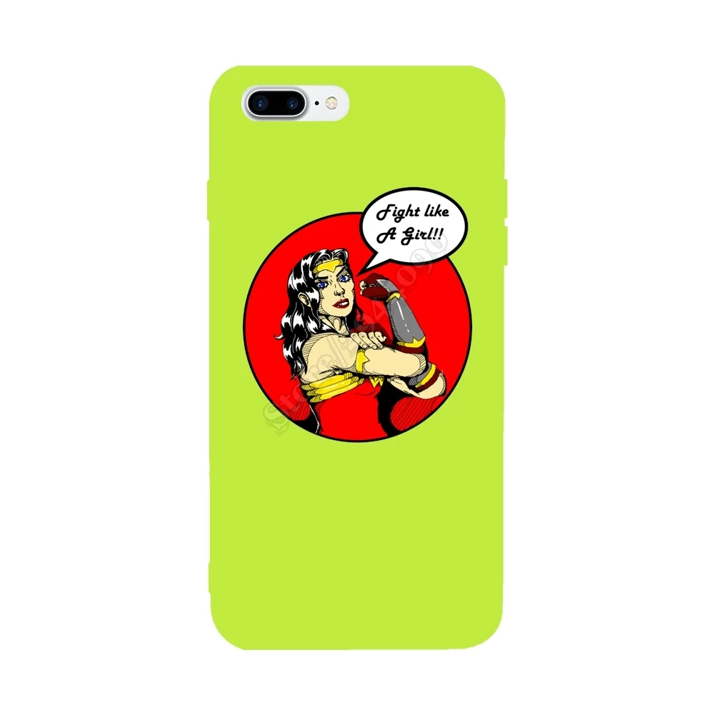 Fight Like A Girl Wonder Woman For Iphone 6S 6 7 8 Plus Case Soft TPU Anti-knock Protective Custom Covers X |