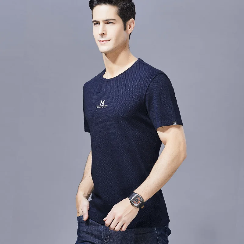 MACRSEA Fashions New Summer Cottton T-shirt Men Round Neck Brand Clothing Comfortable Male Print Tees 9017 | Мужская одежда