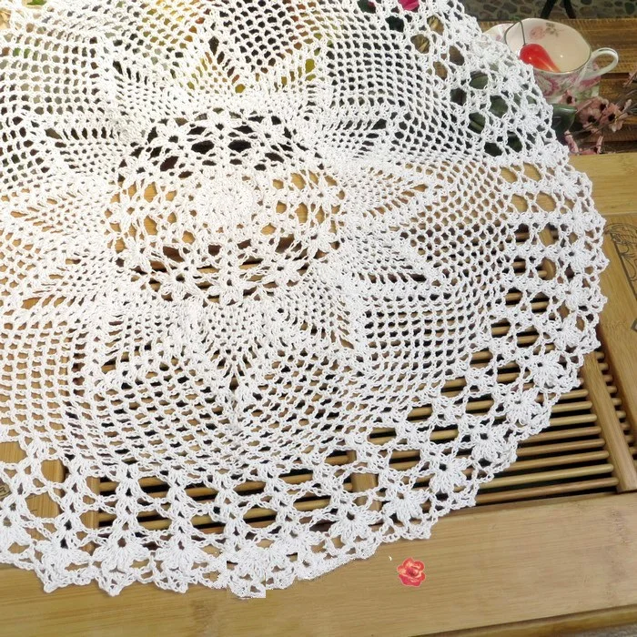 Винтажная скатерть ручной работы 60 см ажурная хлопчатобумажная для дивана|vintage