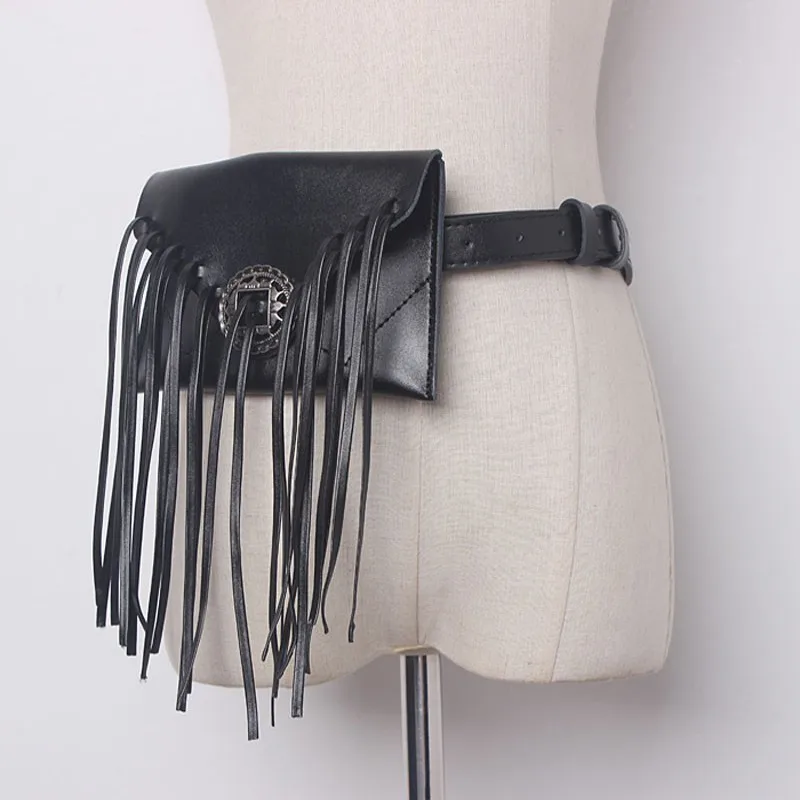 Женская поясная сумка в уличном стиле кожаный ремень с кисточками для девушек