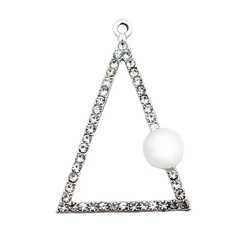 

New 20pcs/lot Metal Big Triangle Crystal Silver Dangle Charms Lobster Clasp Charms For Women Earring Necklace Bracelet Jewelry