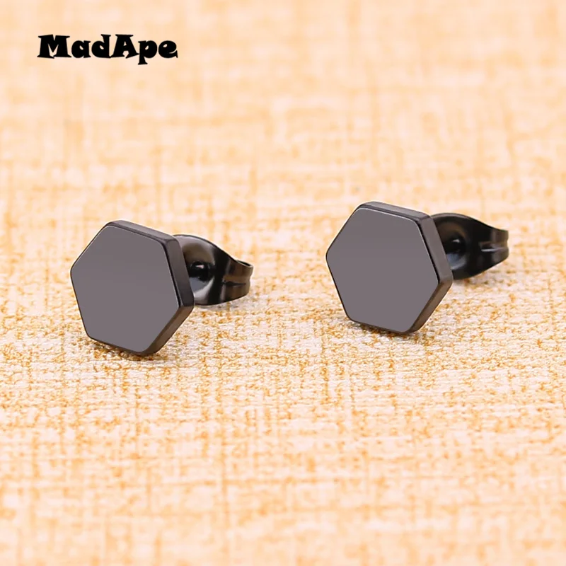 MadApe Stainless Steel Simple Fashion Hexagonal Earrings Women Anti Allergic Wholesale Female Stud | Украшения и аксессуары