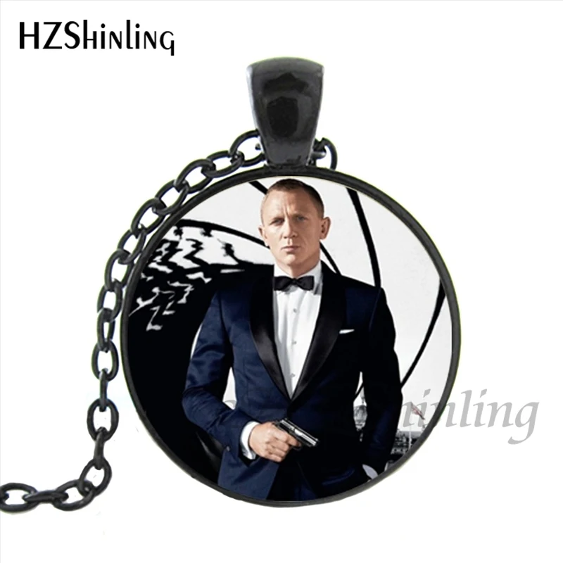 4 HZ1-MINI-0048 Новое модное ожерелье Джеймса Бонда Круглое стекло кабошон агенты 007 цепочка ожерелье с подвеской в стиле стимпанк ювелирные изделия - Окраска металла: 4